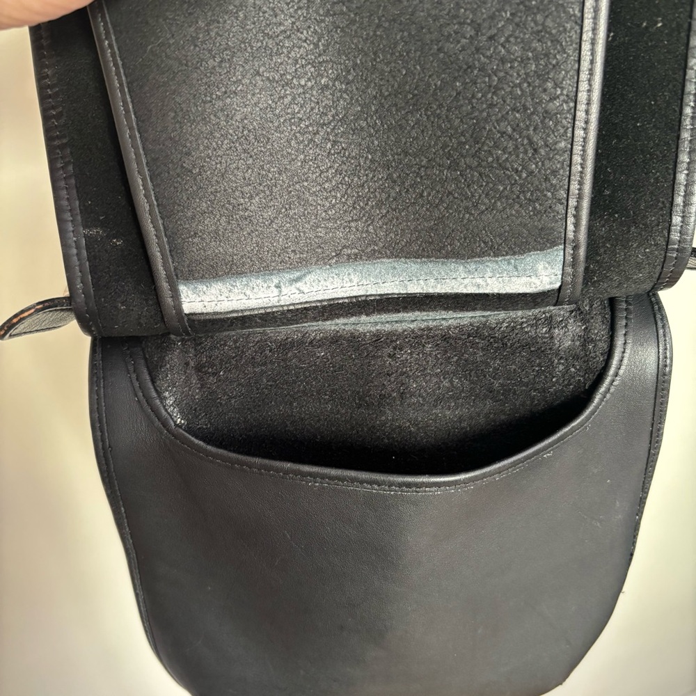 Coach VTG Hippie Flap Crossbody Black Leather Slim Saddle Boho Y2K - Picture 10 of 14